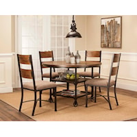 5 Piece Metal and Wood Dining Set