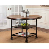 Round Rustic Dining Table with Storage