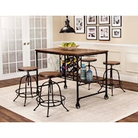 5 Piece Counter Height Storage Table and Swivel Stool Dining Set