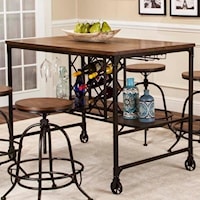 Counter Height Metal and Wood Pub Table