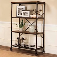 Wide Back Metal & Wood Bookcase with Three Shelves