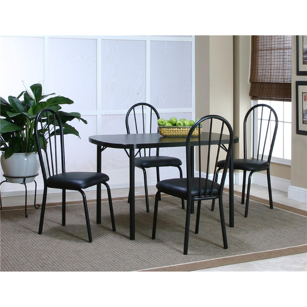 Cramco, Inc Cramco Dinettes - Ebony 48" Laminate Table and 4 Side Chairs Set