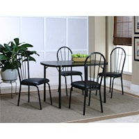 48" Black Laminate Table and 4 Vinyl Side Chairs Set