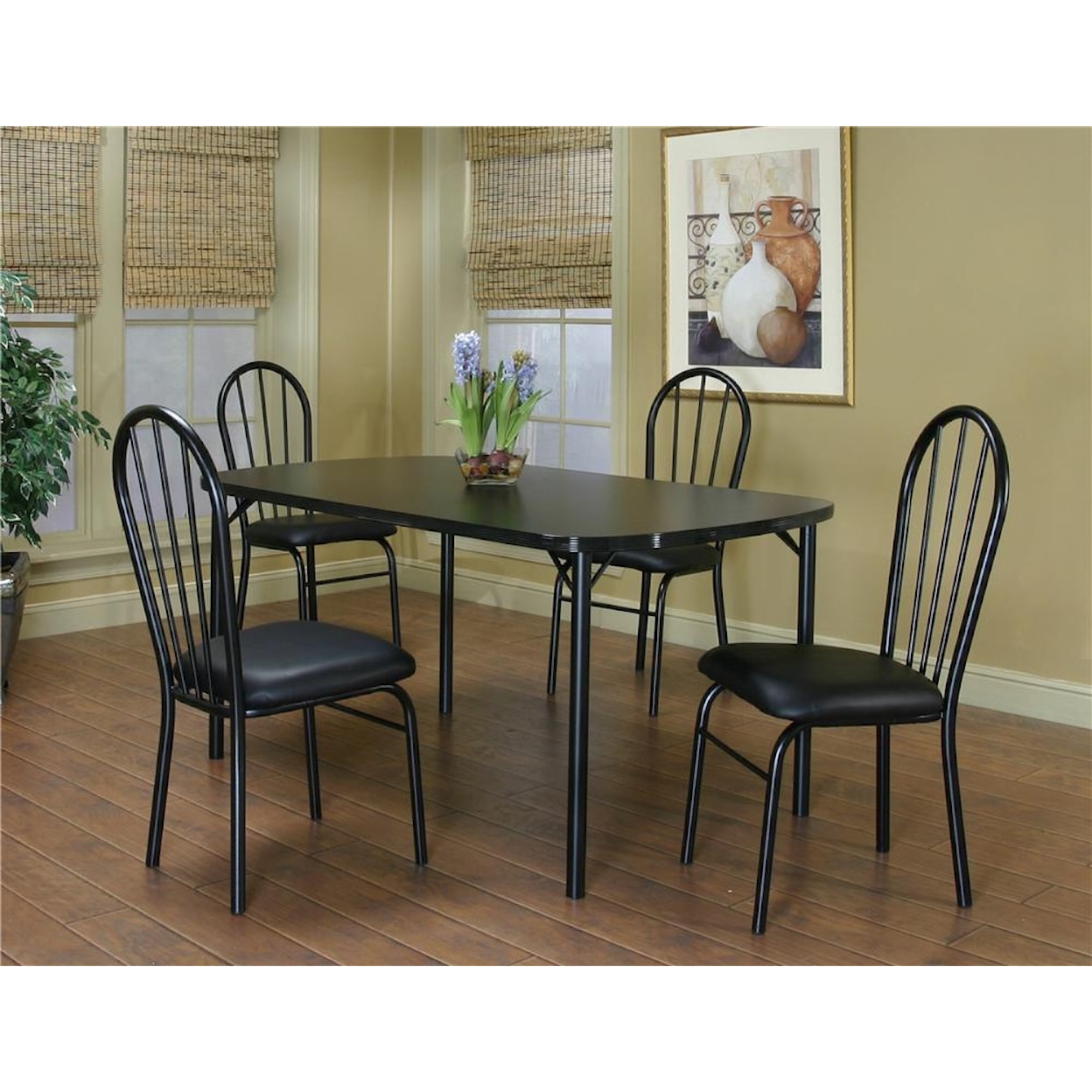 Cramco, Inc Cramco Dinettes - Ebony 60" Laminate Table and 4 Side Chairs Set