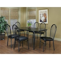 60" Black Laminate Table and 6 Vinyl Side Chairs Set