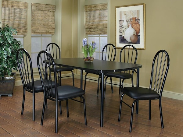 60" Laminate Table and 6 Side Chairs Set