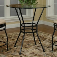 Round Glass Pub Table w/ Textured Black Pedestal Base