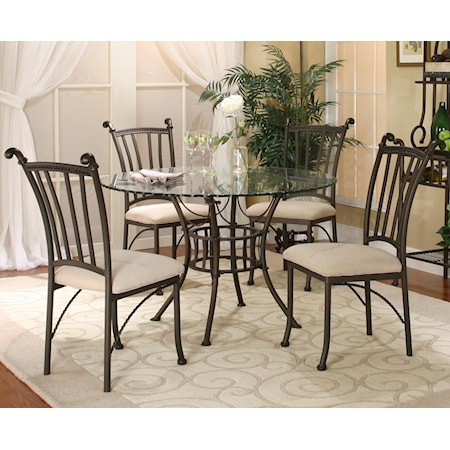 5 Piece Round Glass Table with Chairs