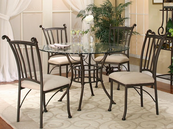 5 Piece Round Glass Table with Chairs