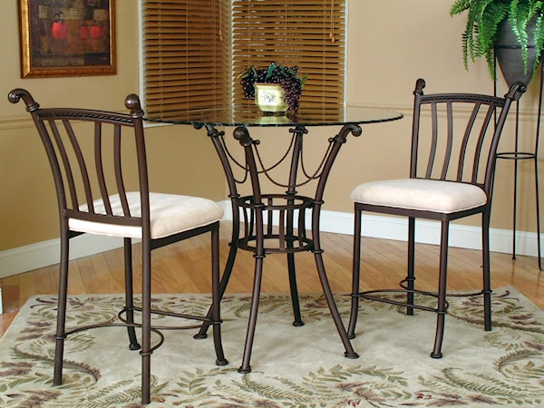 3 Piece Counter Height Glass Table and Chair