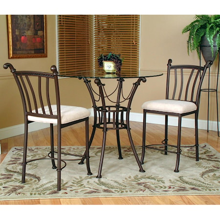 3 Piece Counter Height Glass Table and Chair