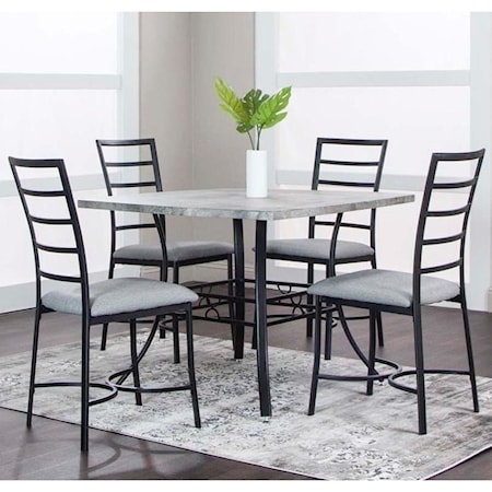 Square Faux Concrete/Matte Black Dining Set