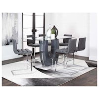 Glass Top Counter Height Table with 6 Chairs