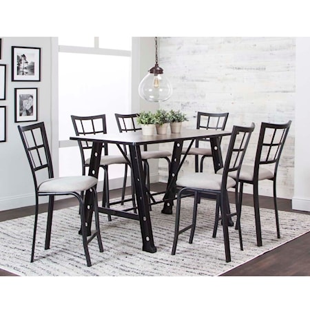 7 Pc Counter Height Dining Set w/ 60" Table