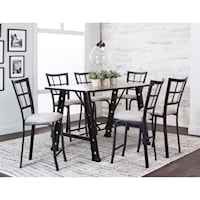 Industrial 7 Piece Counter Height Dining Set with 60 Inch Table