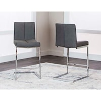 Contemporary Counter Stool with Charcoal Polyurethane Faux Leather