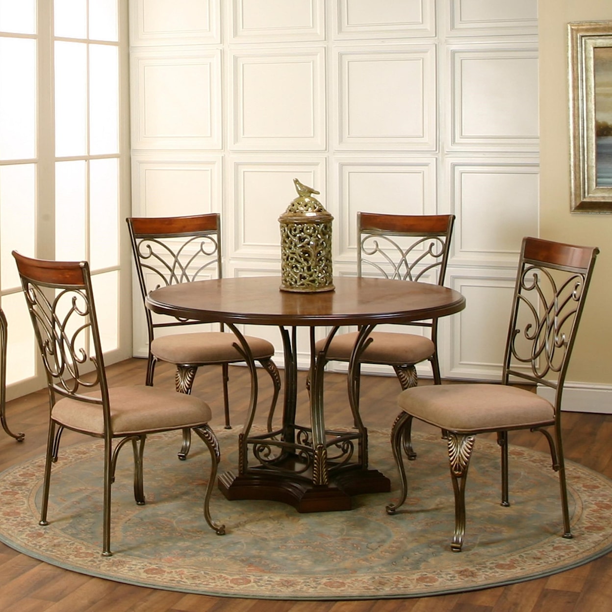 Cramco, Inc Harlow 5-Piece Round Metal/Wood Table Set