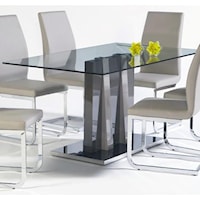 Rectangular Dining Table with Glass Top 