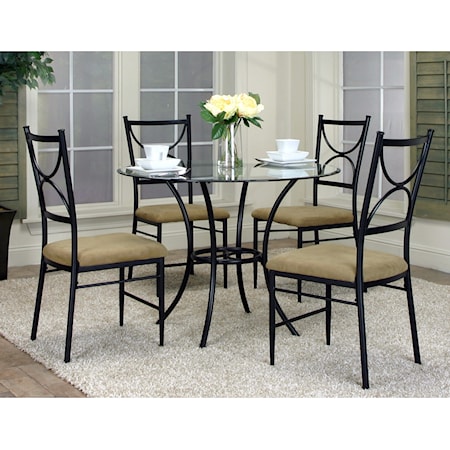 5-Piece Round Glass Top Table Set