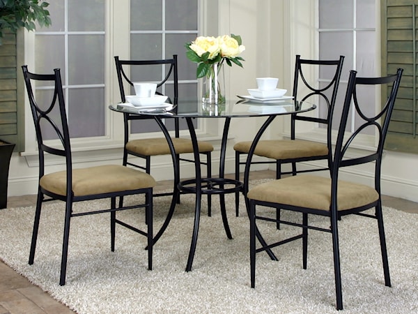 5-Piece Round Glass Top Table Set
