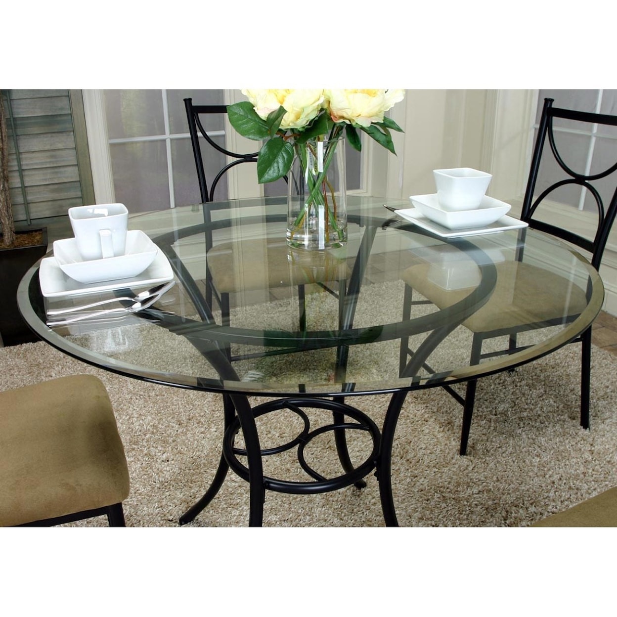 Cramco, Inc Hudson 5-Piece Round Glass Top Table Set