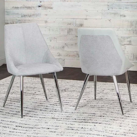 Set of 2 Two Tone Light Gray Chairs