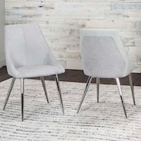 Set of 2 Two Tone Light Gray Chairs with Polyurethane Faux Leather and Fabric