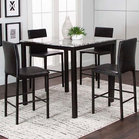 5-Pc Gray Pub Table w/ Stools