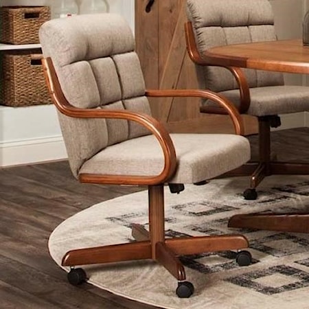 Toast Fabric Caster Dining Arm Chair