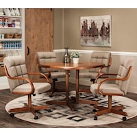 5-Piece Dining Set with Laminate Top Table and Caster Arm Chairs