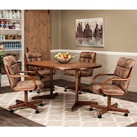 5-Piece Dining Set with Laminate Top Table and Caster Arm Chairs
