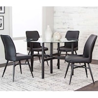 5 Piece Kitchen Dining Set with Glass Table