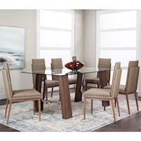 7 Piece Dining Set with Glass Top Table