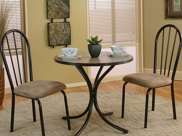 3 Piece Round Beige Table with Side Chairs