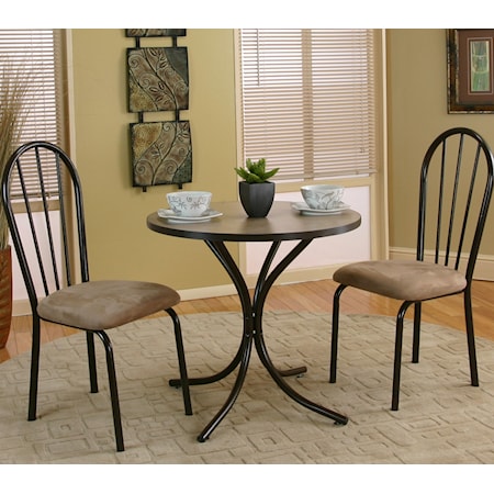 3 Piece Round Beige Table with Side Chairs