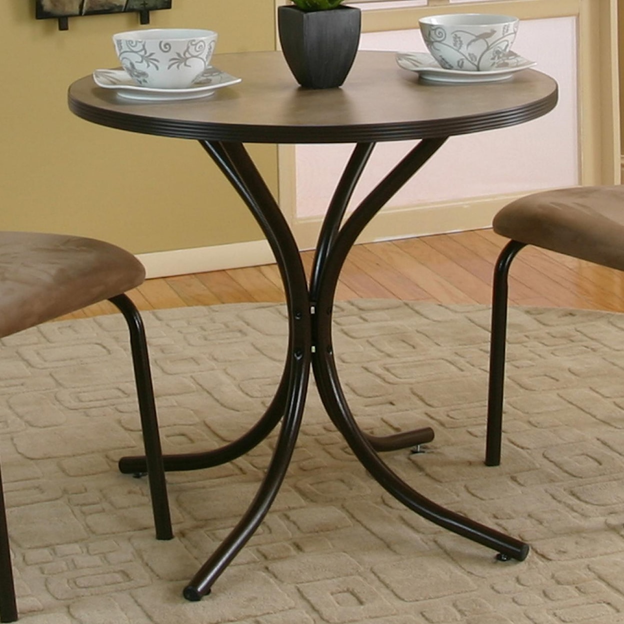 Cramco, Inc Linen Round Beige Laminate Top Table