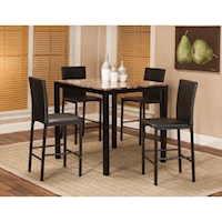 Contemporary 5-Piece Counter Height Table and Chair Set with Faux Marble Top