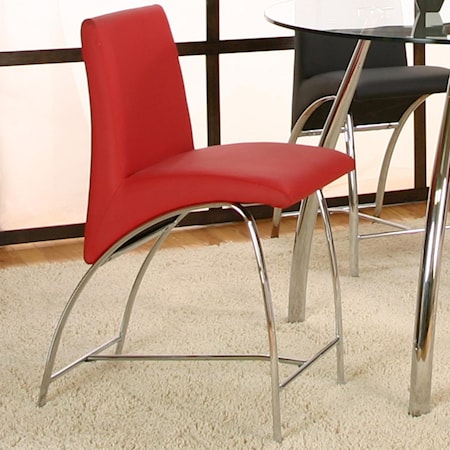 Red Polyurethane/Chrome 24" Counter Stool