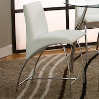 White Polyurethane/Chrome 24" Counter Stool