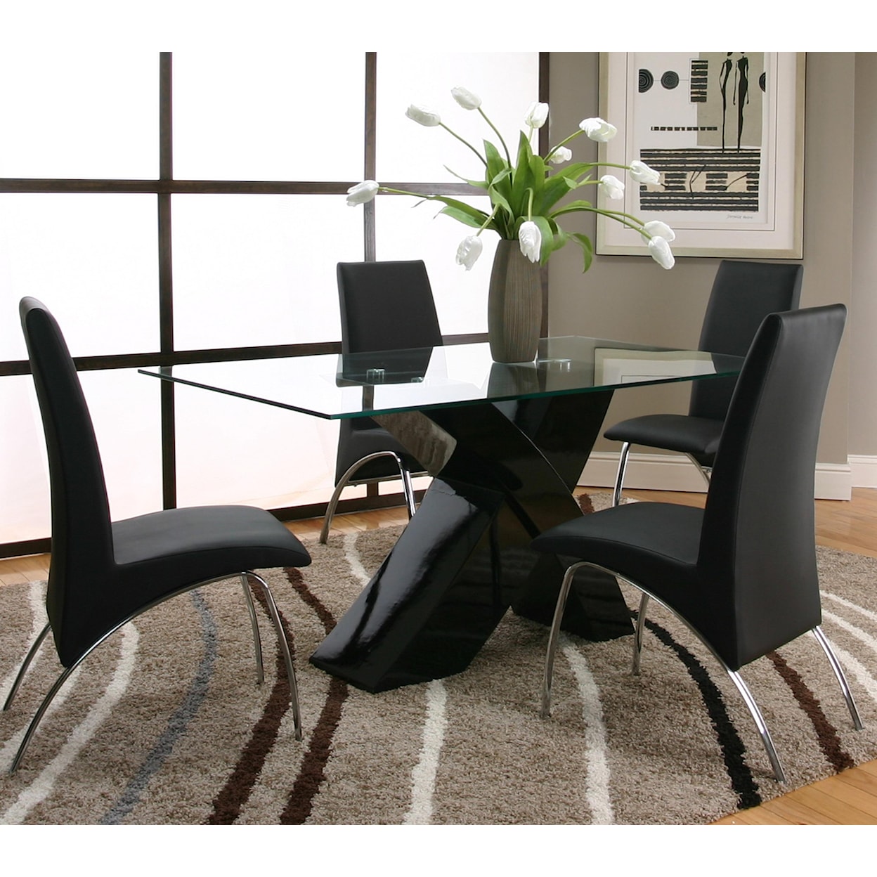 Cramco, Inc Mensa Rectangular Glass Table Top with Black Base