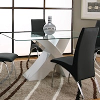 Rectangular Tempered Glass Table Top with Polyester/Polyurethane White Base 