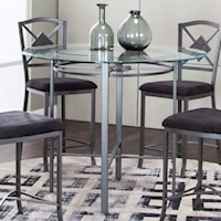 Contemporary Round Counter Height Table with Slate Accents and Glass Top