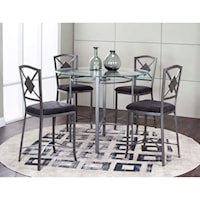 Contemporary 5-Piece Counter Height Table and Chair Set with Slate Accents and Glass Top