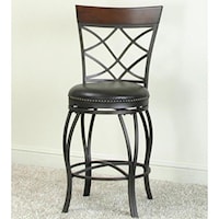 Traditional Swivel Counter Stool with Upholstered Seat