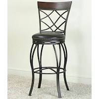 Traditional Swivel Bar Stool with Upholstered Seat