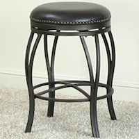 Traditional Backless Swivel Counter Stool with Upholstered Seat