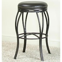 Traditional Backless Swivel Bar Stool with Upholstered Seat