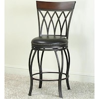 Traditional Swivel Counter Stool with Upholstered Seat