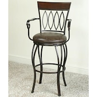 Traditional Swivel Bar Stool with Upholstered Seat