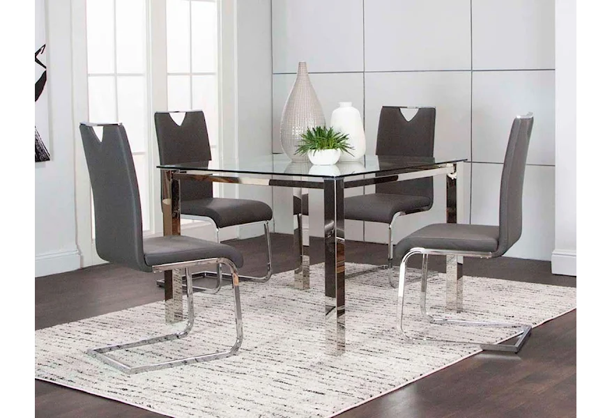 Skyline Glass Top Table and 4 Chair Set by Cramco, Inc at Royal Furniture